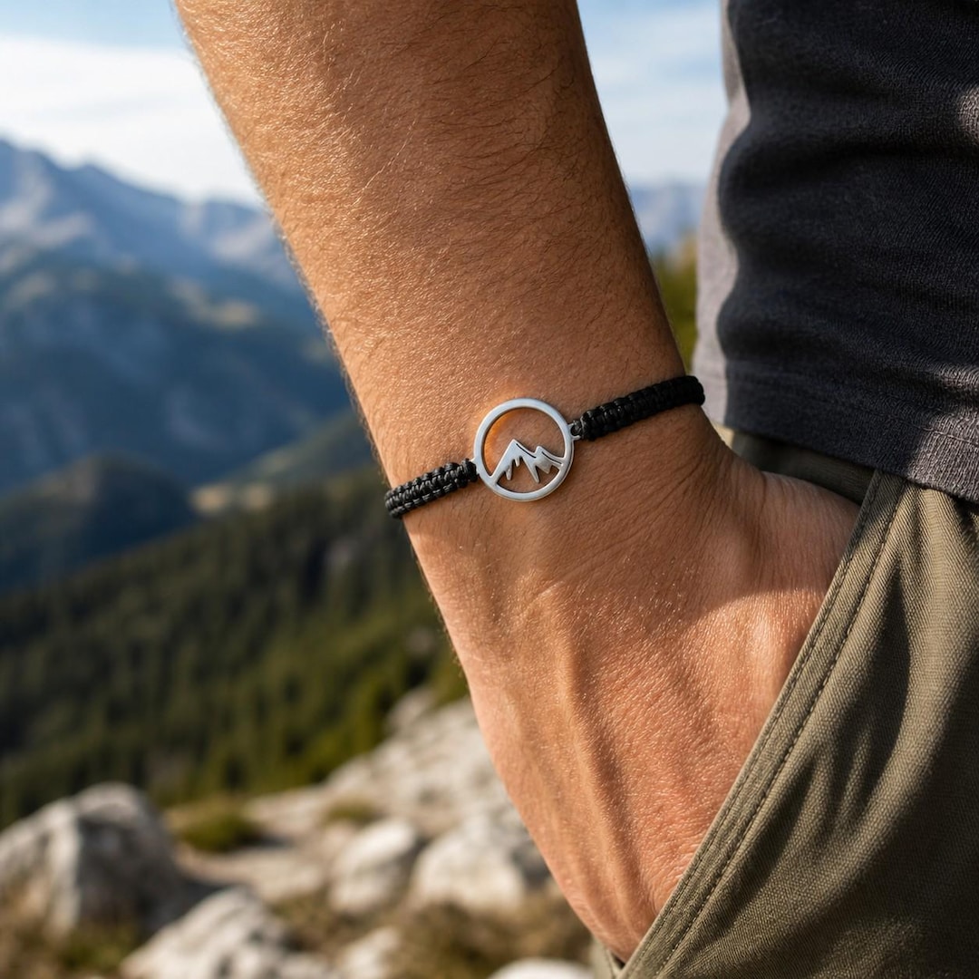 Mountain Hiking Bracelet, Stainless Steel, Friendship Macrame Bracelet ...