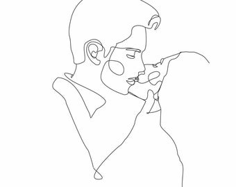 Custom One Line Drawing, Simple Line art, commission portrait, Download Illustration Line, Single sketch hand drawn, portrait Customised SVG