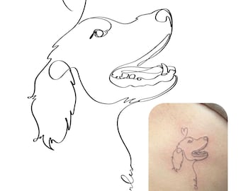 Diseño de tatuaje de perro de una línea, dibujo personalizado de mascota, tatuaje por encargo