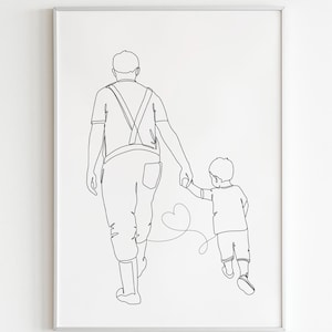 Father's Day Gift, Line art commission, Personalized Custom simple line,  Sketch one line, Couple Portrait Line, Hand Drawn Custom