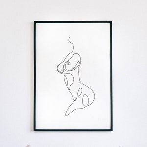 Abstract Nude Line Art Print, Erotic Female Body (Digital Print)