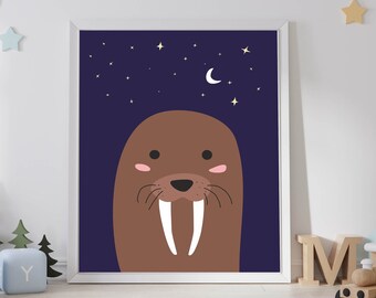 Nursery print polar animals Walrus Nursery Print Walrus printable art for Kids Wall Art baby nursery art  Instant Download Printable