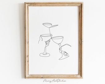 Wine Print Line Art Print, Bar Print, Wine Lover's Gift, Wine Hands Art Printable Wall Art, Minimal Print Bar, Drinks wine lovers, Cheers