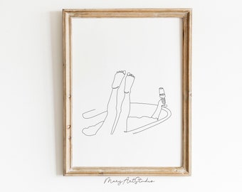 Bathroom wall art, Wine Lovers Poster Woman&#39;s Legs Line Art, Woman In Bathtub Art with wine glass, Wine woman bathroom print, Legs wall art