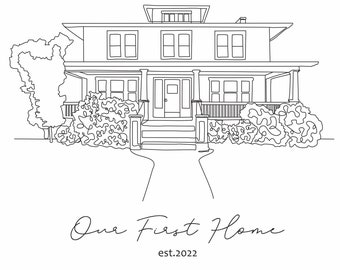 Custom Outline House & Building simple Line Art, House Sketch, handmade Personalised  picture, House Portrait, Commercial Building line art