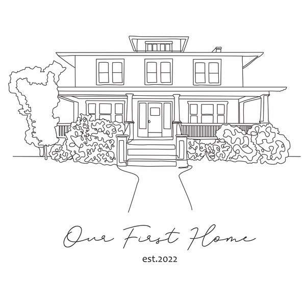 Custom Outline House & Building simple Line Art, House Sketch, handmade Personalised  picture, House Portrait, Commercial Building line art