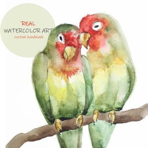 Oiseau peint à la main aquarelle personnalisé, illustration ORIGINAL personnalisé, aquarelle affiche perroquet, illustration oiseau unique personnalisé fait main