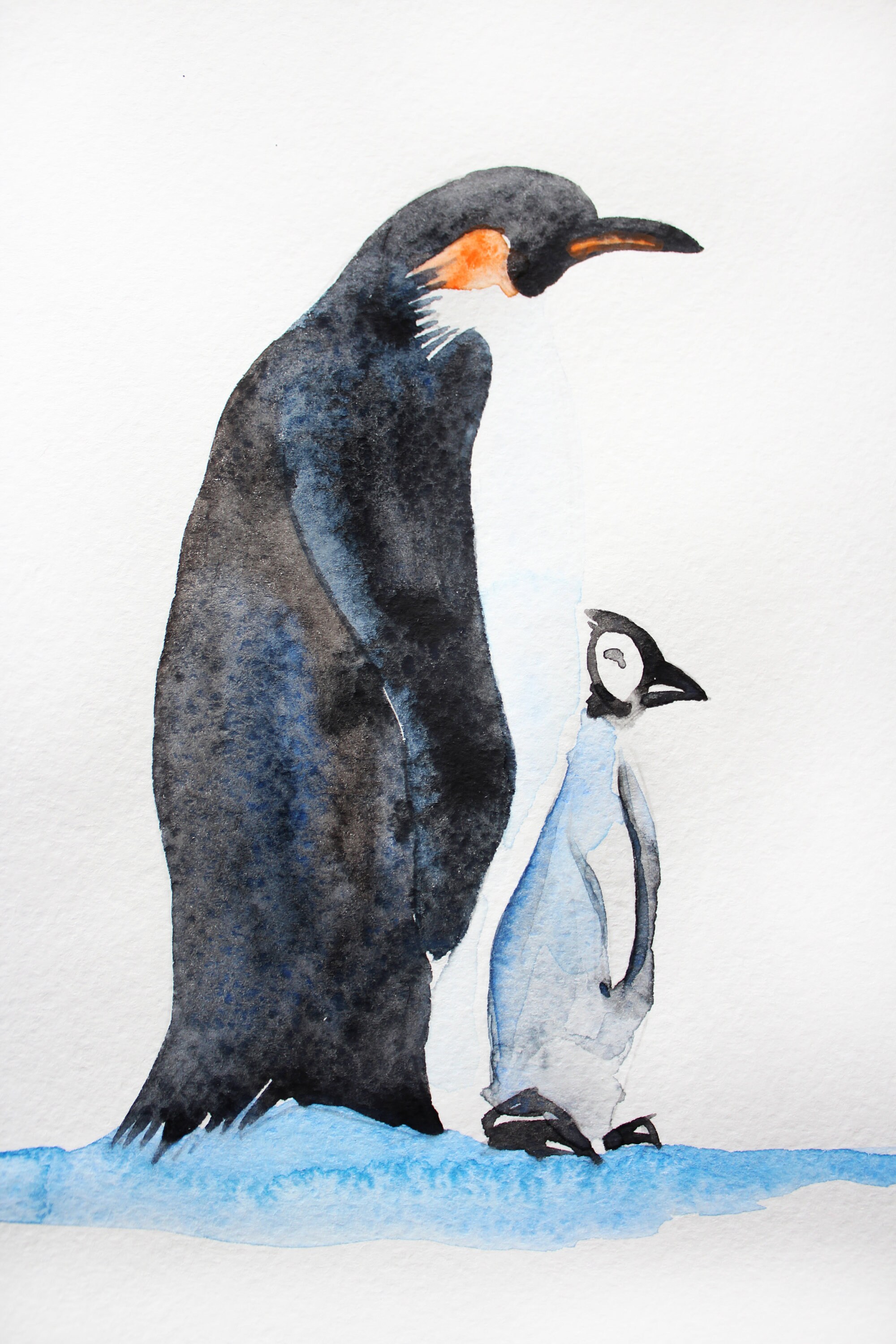 Pinguine Original Aquarell Familie Pinguine Malerei | Etsy