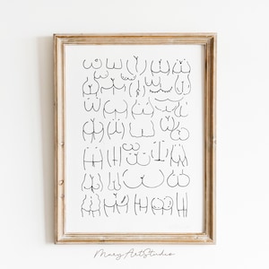 Bathroom Funny Wall Art, Trendy outline poster, Bum line Body Positive poster, Butt Line Art, butt art painting, Hand drawn funny art