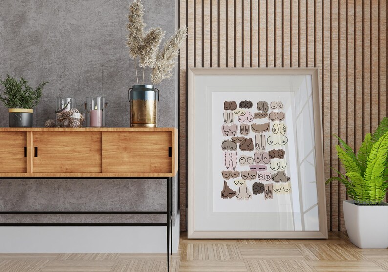 Funny Poster Boobs Print, Color Boobs Art, Breast Cancer Awareness