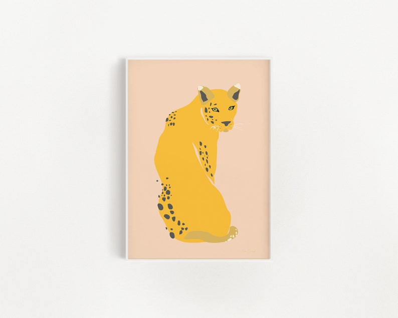 Leopard Print Boho decor Blush Pink Cheetah Print Jaguar Pink Picture African Animal Art Safari Wild Orange cat Gallery wall