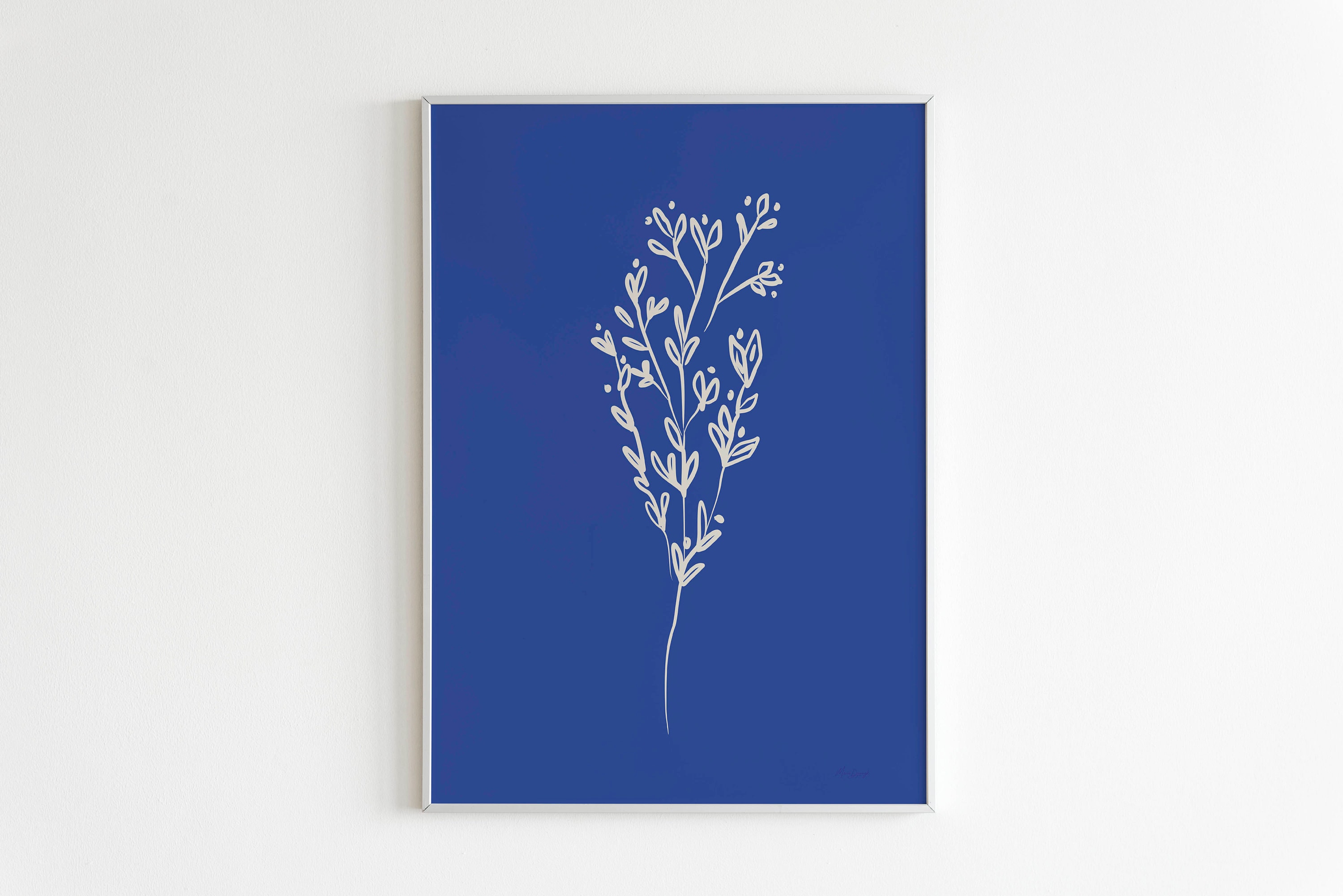 Blue line flowers Print Set of 2 Floral minimalist digital | Etsy