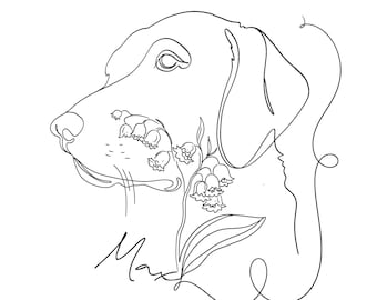 Diseño de tatuaje de retrato de mascota personalizado: Arte minimalista de una sola línea (archivo digital)