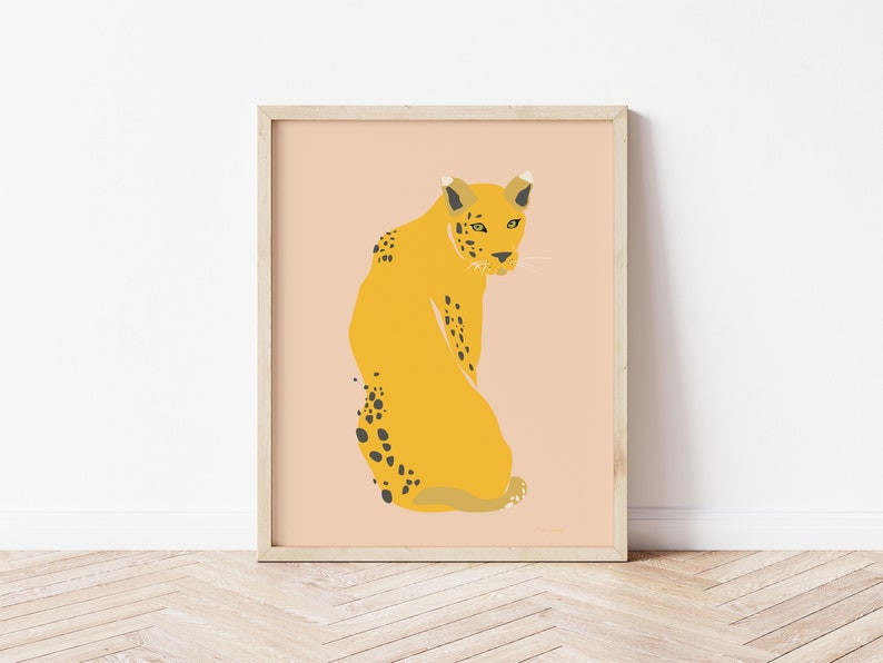 Leopard Print Boho decor Blush Pink Cheetah Print Jaguar Pink Picture African Animal Art Safari Wild Orange cat Gallery wall