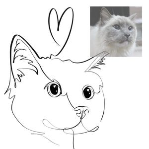 One Line Cat Tattoo Design, Custom Pet Drawing, Tattoo Commission