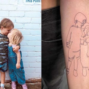 Custom Minimalist One Line Tattoo Design: Family, Pet, Couple (Digital File)