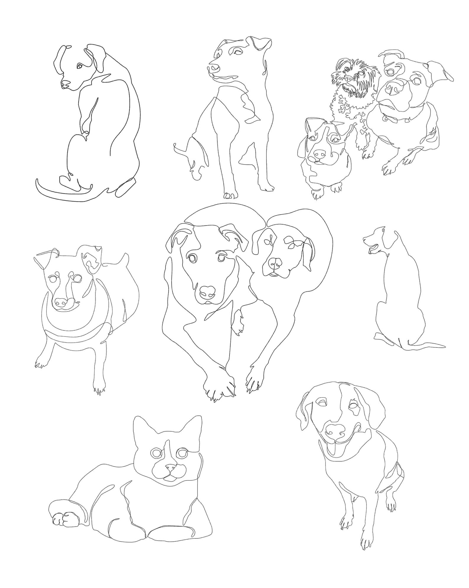 Custom Pet Portrait Line Pet Drawing Single Line Memorial Etsy Canada