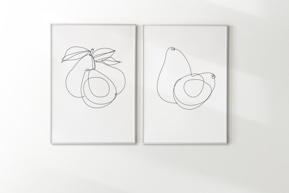 Avocado Wall Art Printable Outline Drawing Avocado Print | Etsy
