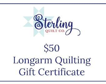 Longarm Quilting Gift Certificate, Quilting Gift Card, gift for quilter, gift for her, gift for him, gift for mom, last minute unique gift