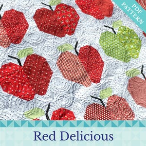 Red Delicious Apple Quilt Pattern Fat Eighth Friendly PDF Instant Download | Teacher Quilt Apple Pillow Apple Runner Sterling Quilt Company