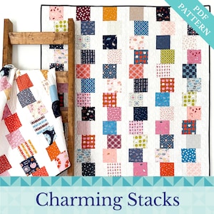 Charming Stacks Quilt Pattern PDF Sofortiger Download, Charm Pack Quilt Anleitung für Baby Quilt Anfänger Quilt Anleitung