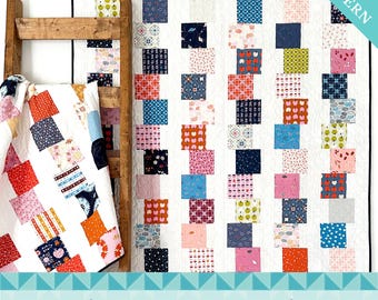 Charming Stacks Quilt Pattern PDF Instant Download Charm pack quilt Quick quilt pattern King size quilt Baby quilt Beginner quilt pattern