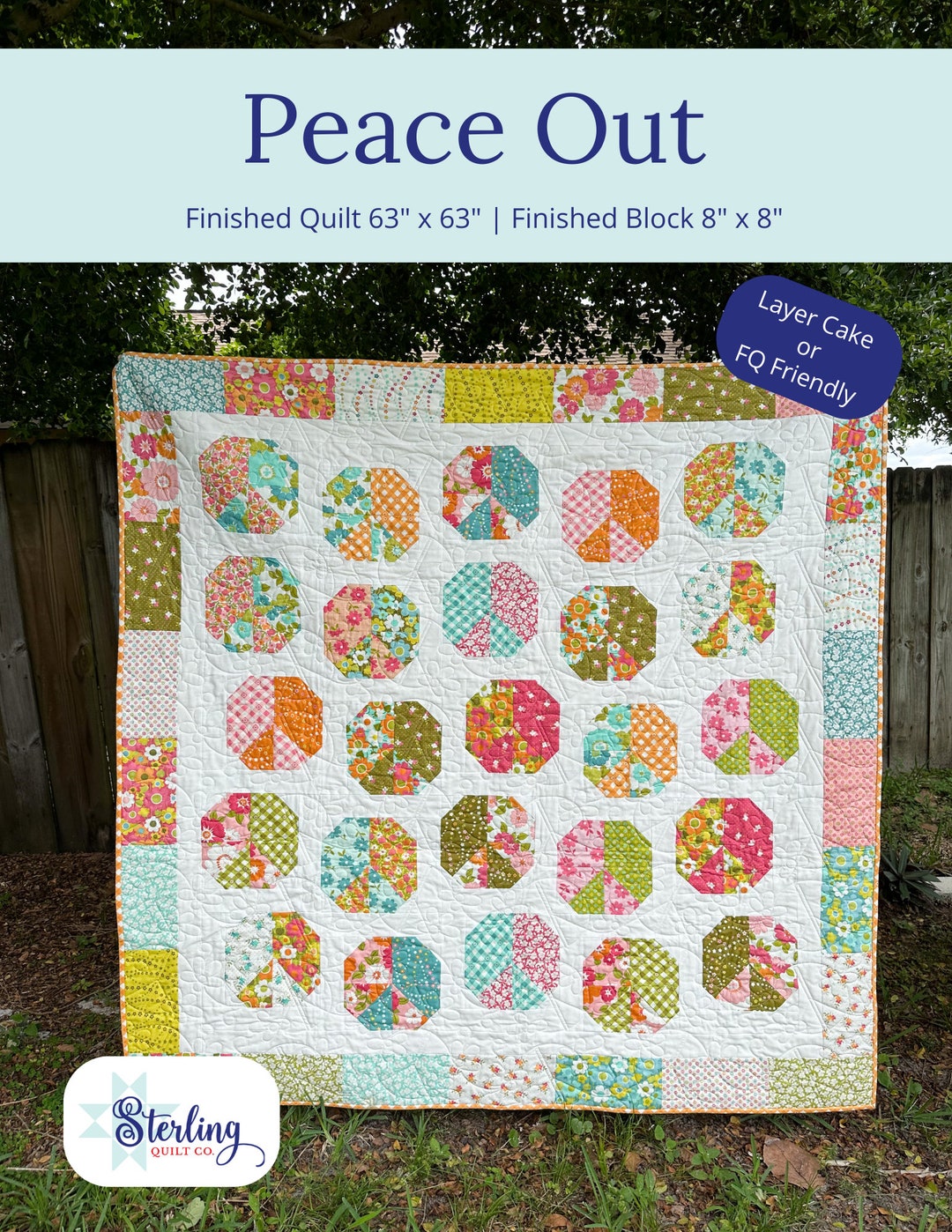 Peace Out Quilt Pattern Peace Sign Quilt Pattern Layer Cake Quilt