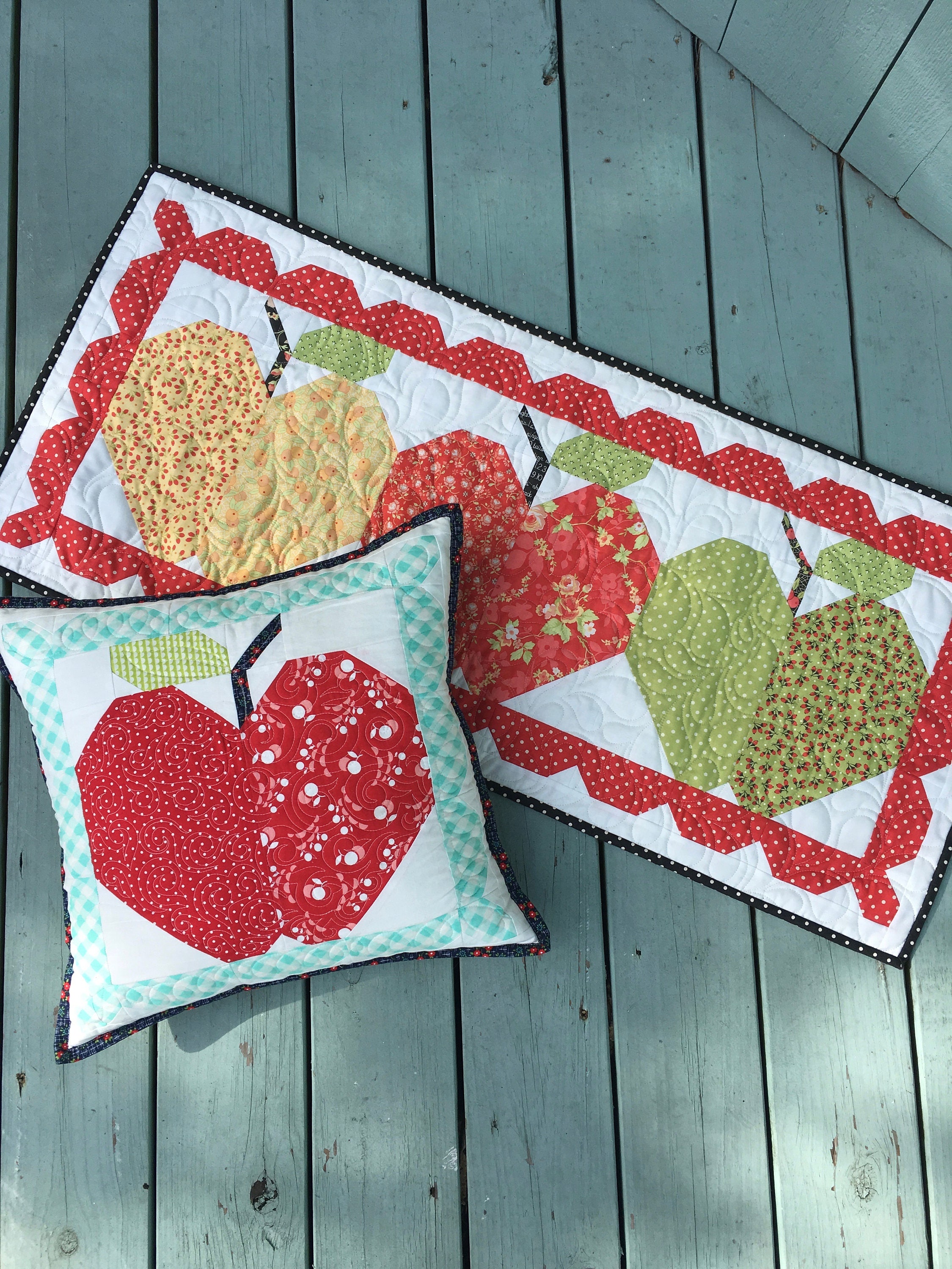 Red Delicious Apple Quilt Pattern Fat Eighth Friendly PDF Etsy