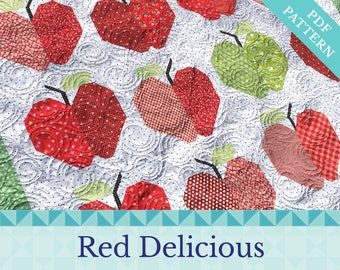 Red Delicious Apple Quilt Pattern Fat Eighth Friendly PDF Instant Download | Teacher Quilt Apple Pillow Apple Runner Sterling Quilt Company