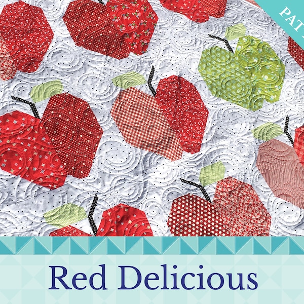 Red Delicious Apple Quilt Pattern Fat Eighth Friendly PDF Instant Download | Teacher Quilt Apple Pillow Apple Runner Sterling Quilt Company