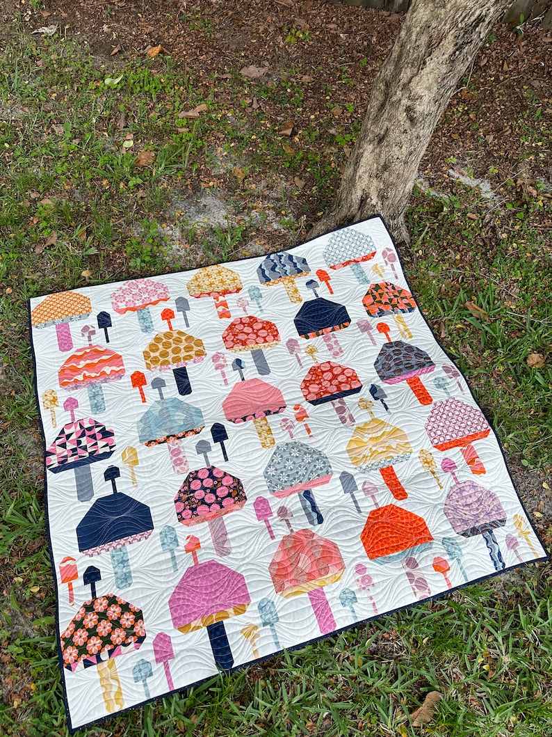 Mellow Mushrooms Quilt Pattern Mushroom Quilt Pattern Layer Cake Quilt Retro Quilt Pattern Fat Quarter Quilt Pattern Sterling Quilt Co image 5