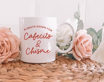 Cafecito and Chisme Coffee Mug Gifts For Office Friends, Holiday Gift Latina Mugs Hispanic Puerto Rico Colombia Gifts Cafecito