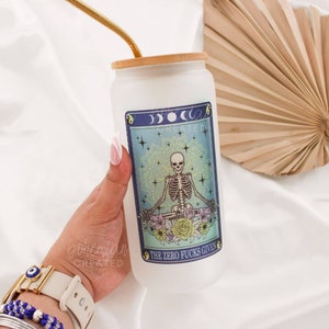Carta de Tarô Zero Fucks Given, Copo de Café Gelado, Engraçado, Místico, Celestial, Bruxo, Presentes Espirituais, Copos da Moda, Bruxa, Boho, Halloween
