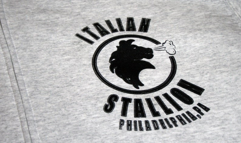 Rocky Balboa Italian Stallion Mighty Mick's Grey Hoodie Original Design Screenprinted image 5