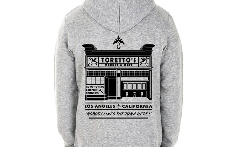 Fast and Furious Toretto's Market and Café No Tuna Inspired Two-Sided Screen-Printed Zip-Up Hoodie image 3