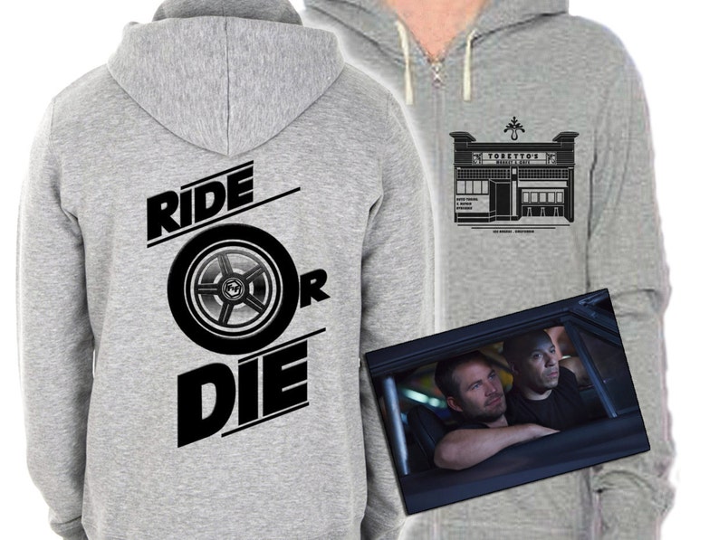 Fast 8 Fast and Furious Inspired Hoodie Torettos Market and cafe Ride or Die Original Design Screenprint image 1