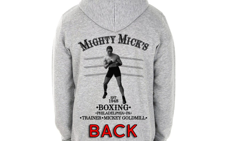 Rocky Balboa Italian Stallion Mighty Mick's Grey Hoodie Original Design Screenprinted image 3