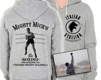 Rocky Balboa Italian Stallion Mighty Mick's Grey Hoodie Original Design Screenprinted