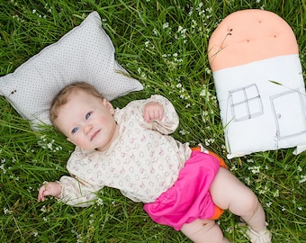 SALE Little Rainbow collection , reversible baby bloomers, Two-Tone Sunset Pink & Orange.