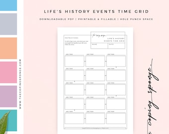 Past Life | Order of Events | Timeline Template | Diagram Print | Mental Health | Self Help Recovery | Radical Acceptance | PDF Worksheet