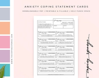 Self Care Affirmation Cards | Stress Relief | Anti Anxiety | Positive Thoughts | Self Help - "Anxiety Coping Statement Cards"