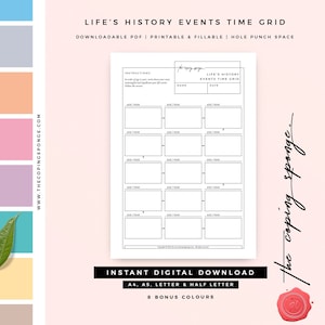 Past Life | Order of Events | Timeline Template | Diagram Print | Mental Health | Self Help Recovery | Radical Acceptance | PDF Worksheet