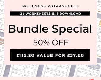 Selbstpflege CBT Therapie Wellness Planner Instant Download druckbare Arbeitsblätter.  Toll für dein Mental Health Recovery Kit.