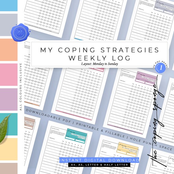 Coping Skills Weekly Chart Action Planner Therapy Etsy