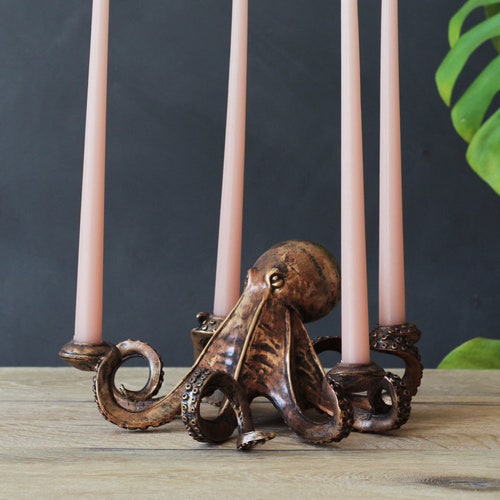 Octopus Candle Holders in Bronze Gold and Silver Etsy