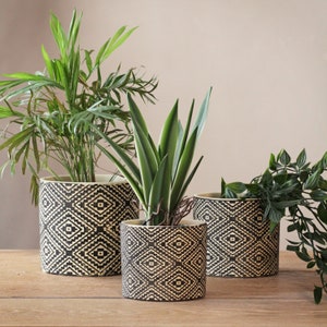 Black Terracotta 'Geo' Planters