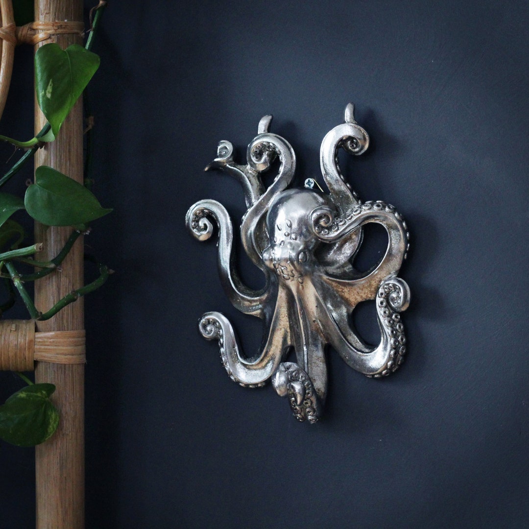 Silver Octopus Wall Hook Etsy