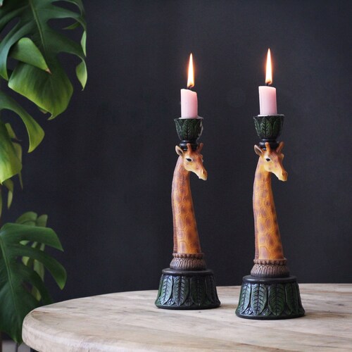 Cheetah Candle Holder Candlestick Leopard Dinner Taper Etsy
