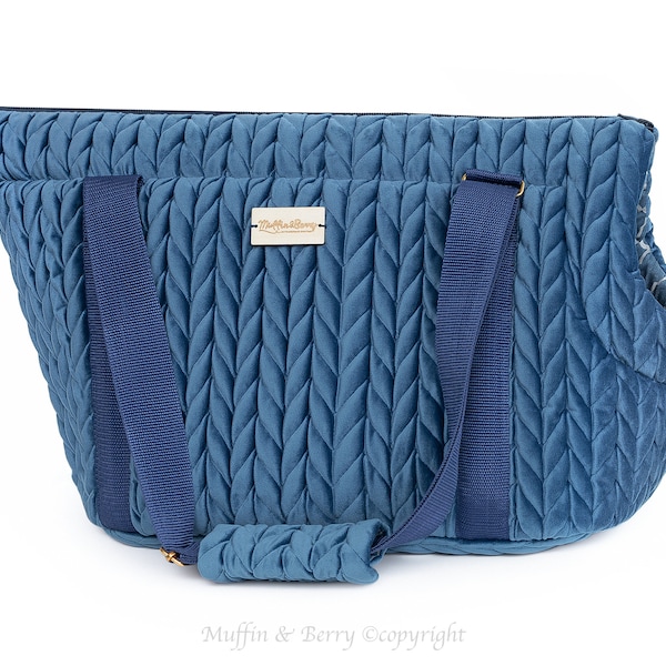 NEW Velour pet carrier EDWARD in royal blue color