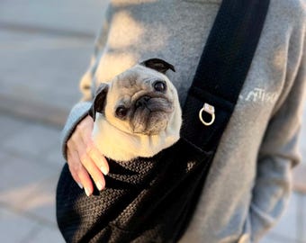 Pet Sling Carrier SAWYER – Dog & Cat Sling Bag – Soft, Lightweight, Handmade
